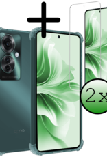 BASEY. Hoesje Geschikt voor Oppo Reno11 F Hoesje Siliconen Shock Proof Case Hoes Met 2x Screenprotector - Hoes Geschikt voor Oppo Reno11 F Hoes Cover Case Shockproof - Transparant