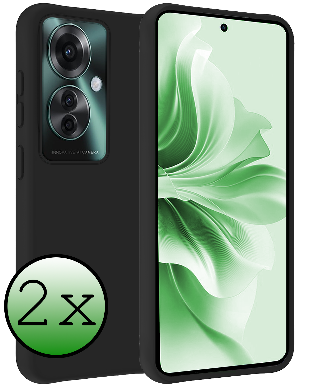 BASEY. Hoesje Geschikt voor Oppo Reno11 F Hoesje Siliconen Case Hoes - Hoes Geschikt voor Oppo Reno11 F Hoes Cover Case - Zwart - 2 PACK