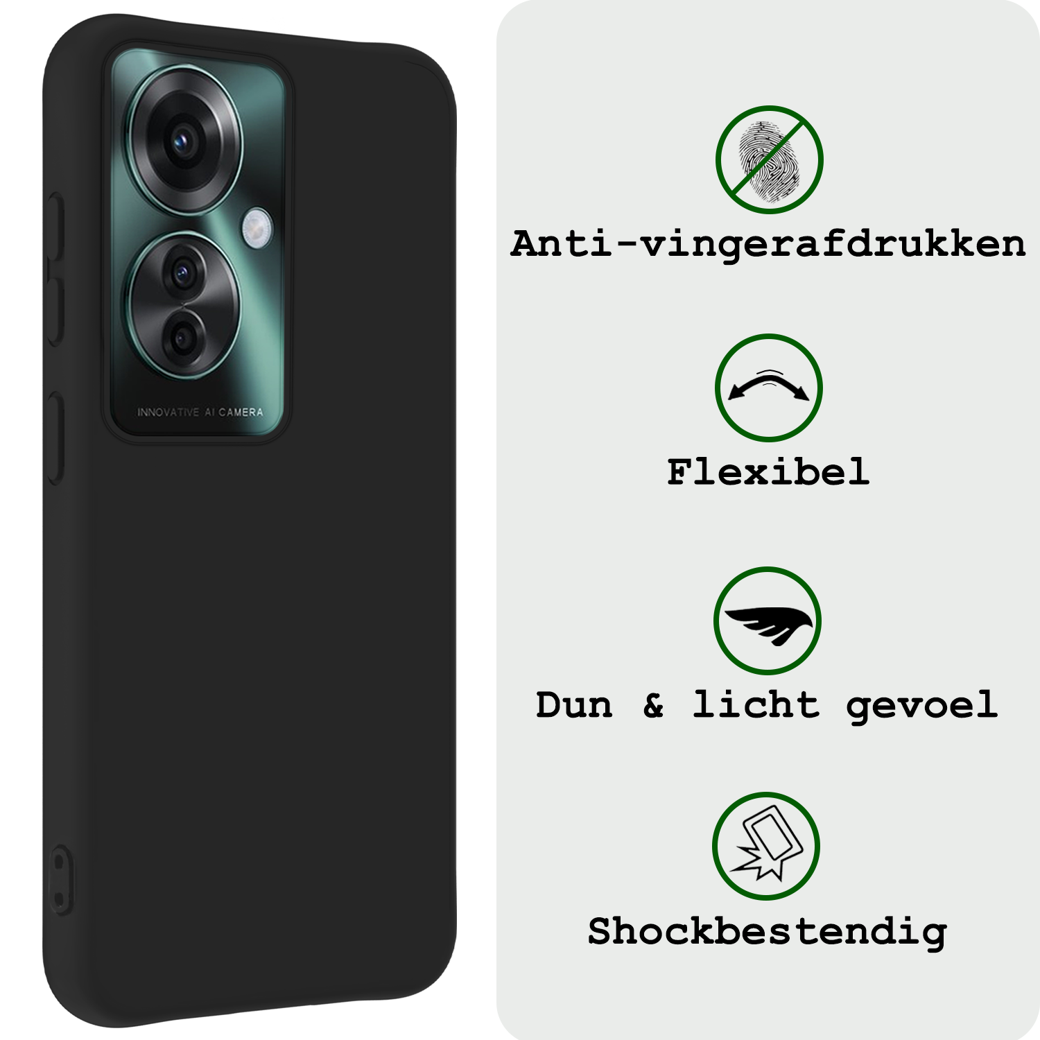 BASEY. Hoesje Geschikt voor Oppo Reno11 F Hoesje Siliconen Case Hoes - Hoes Geschikt voor Oppo Reno11 F Hoes Cover Case - Zwart - 2 PACK