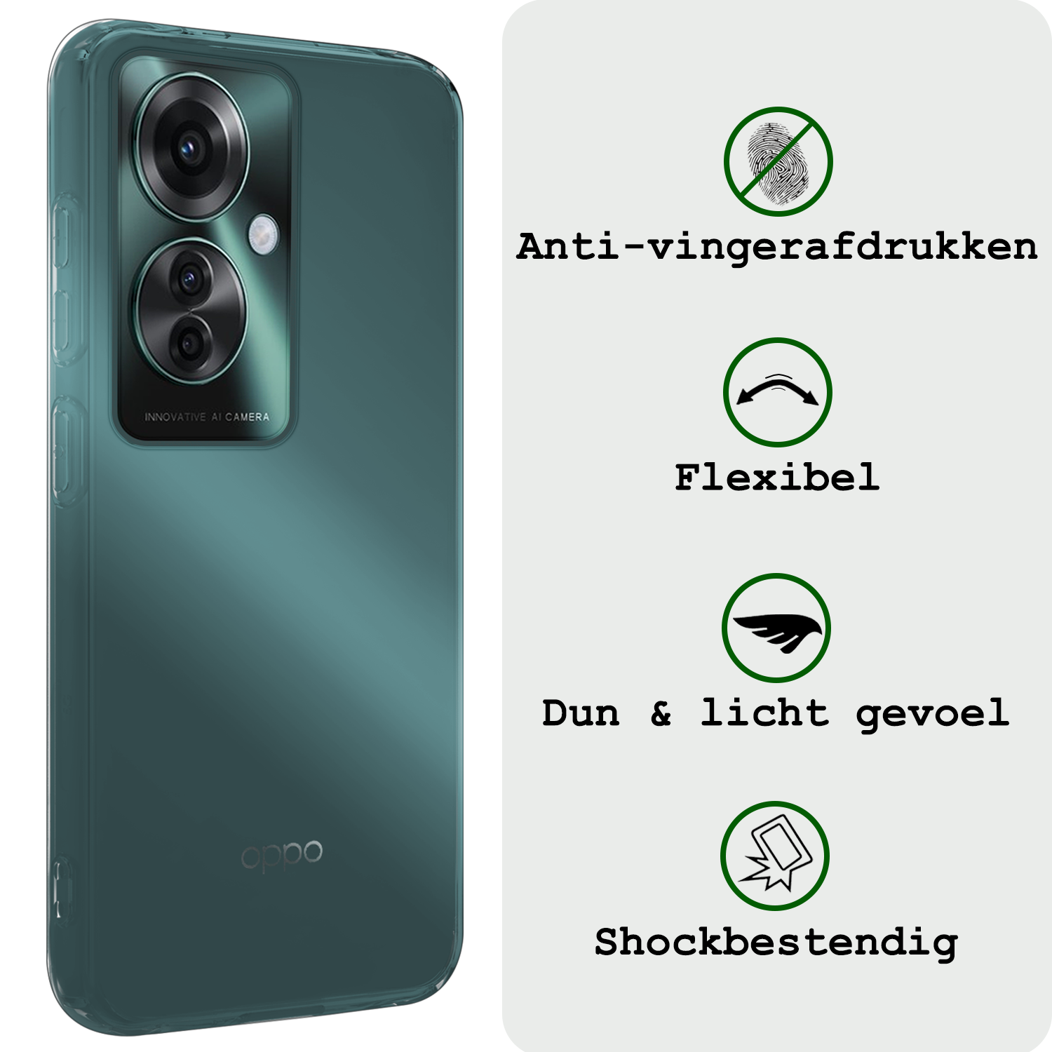 BASEY. Hoesje Geschikt voor Oppo Reno11 F Hoesje Siliconen Case Hoes Met Screenprotector - Hoes Geschikt voor Oppo Reno11 F Hoes Cover Case - Transparant