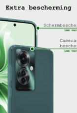BASEY. Hoesje Geschikt voor Oppo Reno11 F Hoesje Siliconen Case Hoes Met Screenprotector - Hoes Geschikt voor Oppo Reno11 F Hoes Cover Case - Transparant