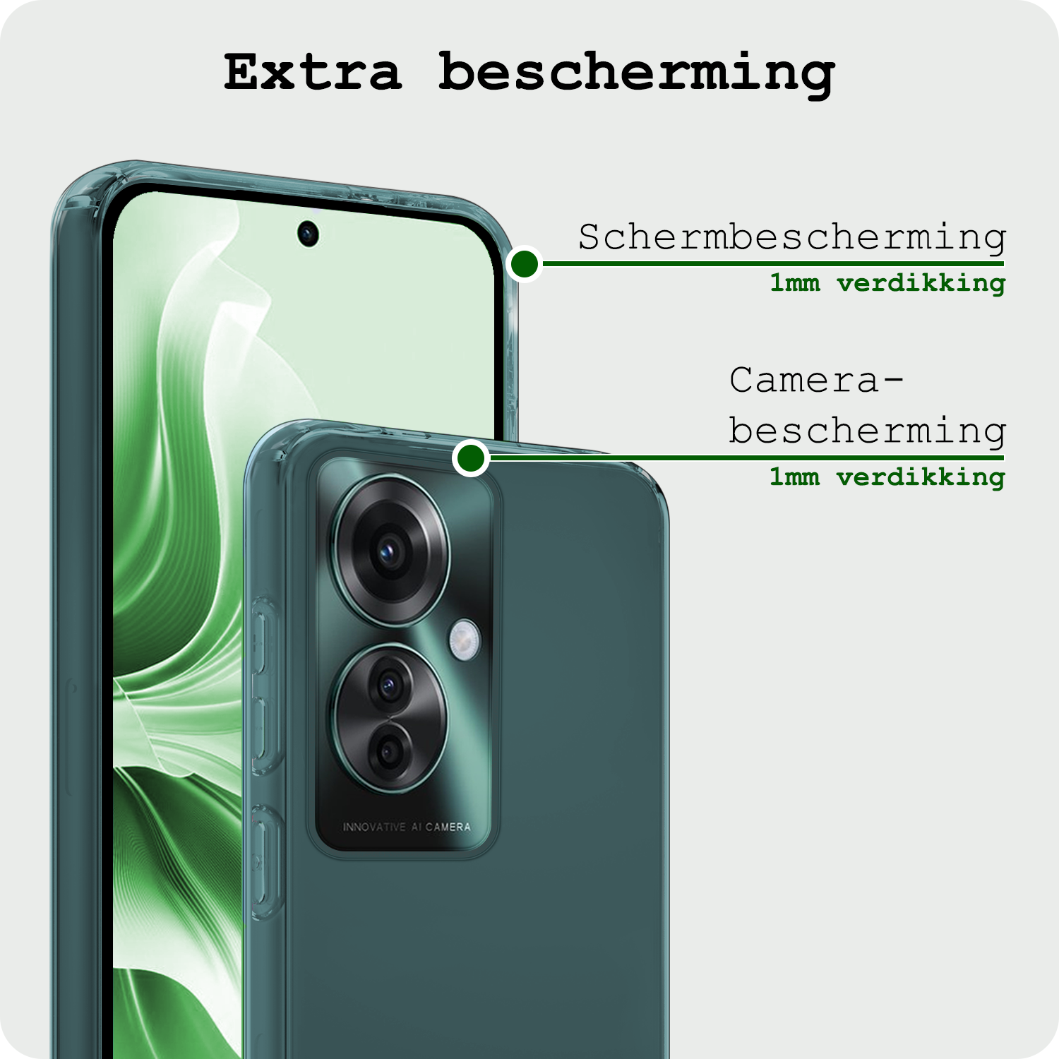 BASEY. Hoesje Geschikt voor Oppo Reno11 F Hoesje Siliconen Case Hoes Met Screenprotector - Hoes Geschikt voor Oppo Reno11 F Hoes Cover Case - Transparant