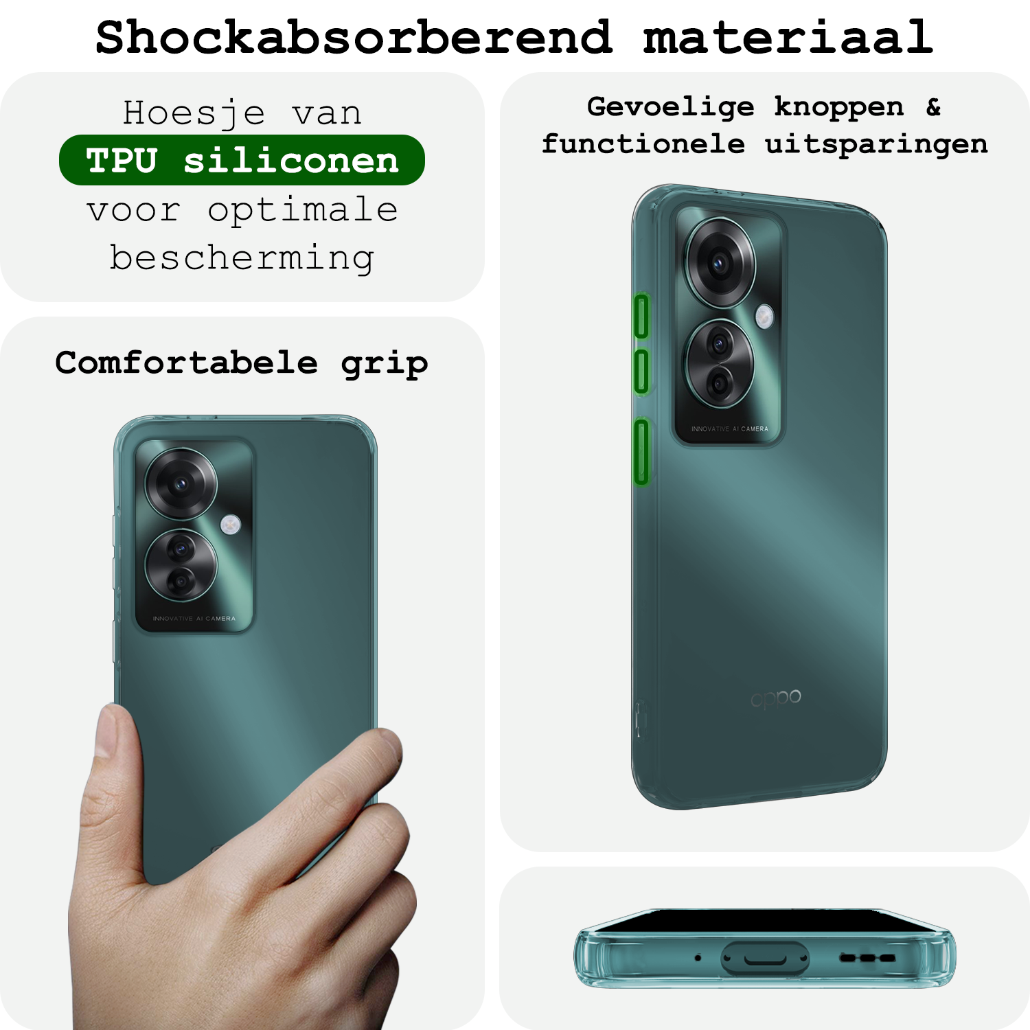 BASEY. Hoesje Geschikt voor Oppo Reno11 F Hoesje Siliconen Case Hoes Met Screenprotector - Hoes Geschikt voor Oppo Reno11 F Hoes Cover Case - Transparant