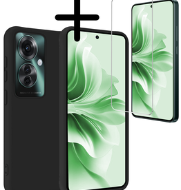 BASEY. BASEY. Oppo Reno11 F Hoesje Siliconen Met Screenprotector - Zwart