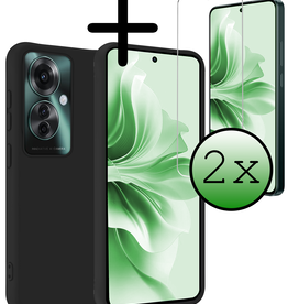BASEY. BASEY. Oppo Reno11 F Hoesje Siliconen Met 2x Screenprotector - Zwart