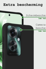 BASEY. Hoesje Geschikt voor Oppo Reno11 F Hoesje Siliconen Case Hoes Met 2x Screenprotector - Hoes Geschikt voor Oppo Reno11 F Hoes Cover Case - Zwart