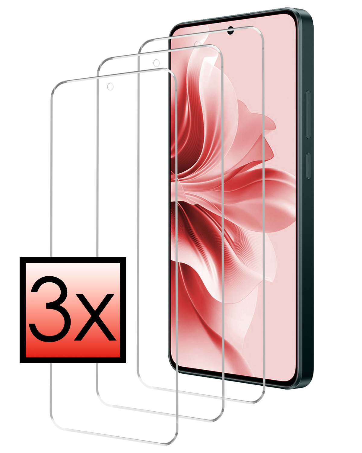 NoXx Screenprotector Geschikt voor Oppo Reno11 F Screenprotector Glas Gehard Tempered Glass - Screenprotector Geschikt voor Oppo Reno11 F Screen Protector Screen Cover - 3 PACK