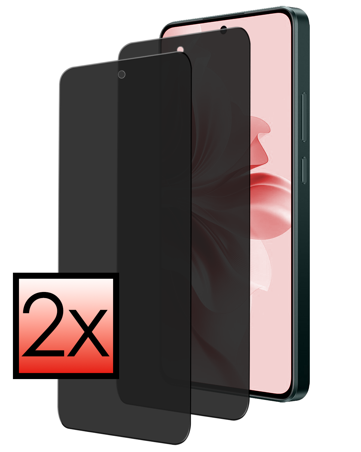 NoXx Screenprotector Geschikt voor Oppo Reno11 F Screenprotector Privacy Glas Gehard Full Cover - Screenprotector Geschikt voor Oppo Reno11 F Screenprotector Privacy Tempered Glass - 2 PACK