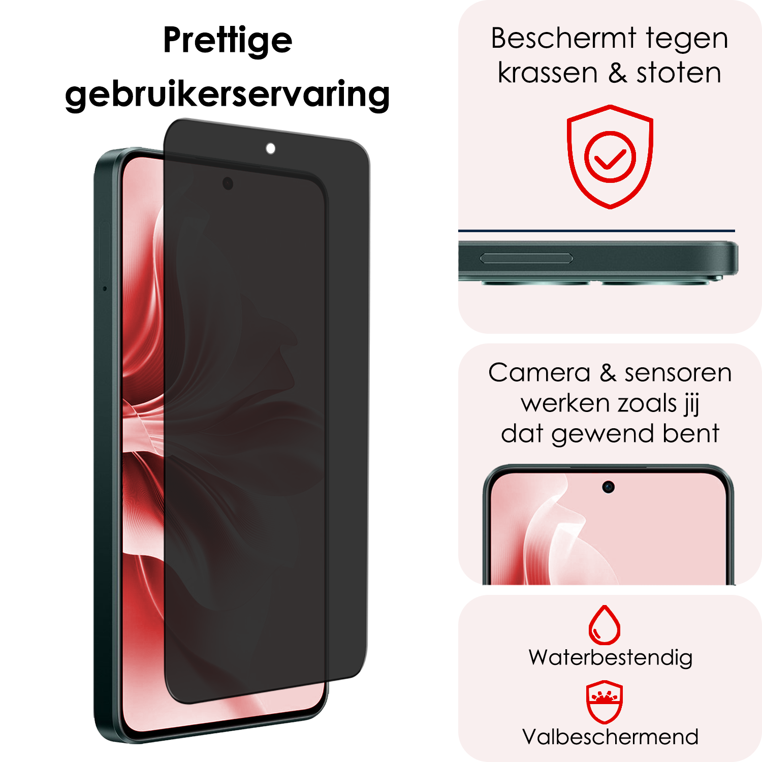 NoXx Screenprotector Geschikt voor Oppo Reno11 F Screenprotector Privacy Glas Gehard Full Cover - Screenprotector Geschikt voor Oppo Reno11 F Screenprotector Privacy Tempered Glass - 3 PACK