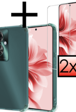 NoXx Hoesje Geschikt voor Oppo Reno11 F Hoesje Siliconen Shock Proof Case Hoes Met 2x Screenprotector - Hoes Geschikt voor Oppo Reno11 F Hoes Cover Case Shockproof - Transparant