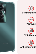 NoXx Hoesje Geschikt voor Oppo Reno11 F Hoesje Siliconen Shock Proof Case Hoes Met 2x Screenprotector - Hoes Geschikt voor Oppo Reno11 F Hoes Cover Case Shockproof - Transparant