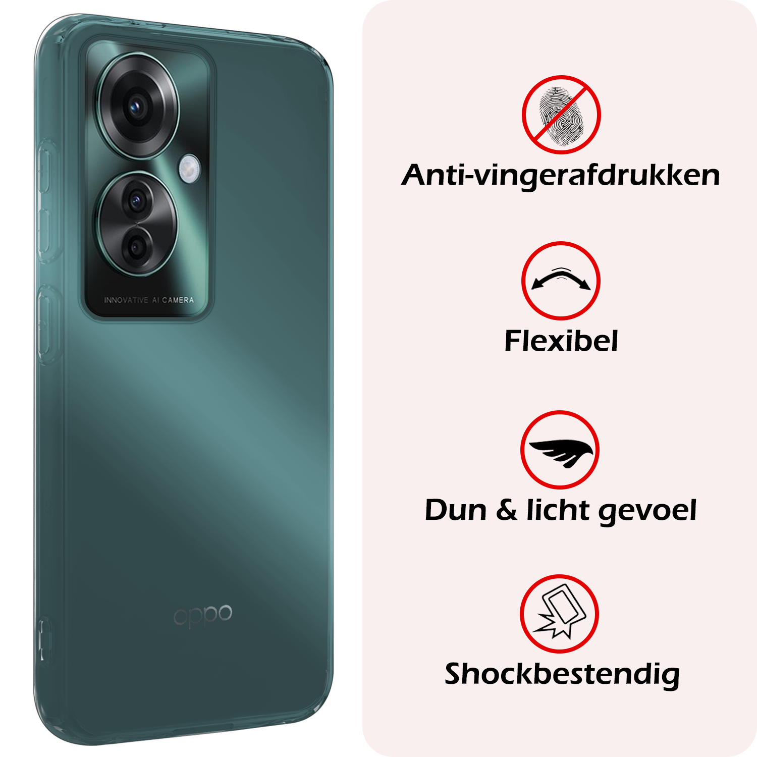 NoXx Hoesje Geschikt voor Oppo Reno11 F Hoesje Siliconen Case Hoes - Hoes Geschikt voor Oppo Reno11 F Hoes Cover Case - Transparant - 2 PACK