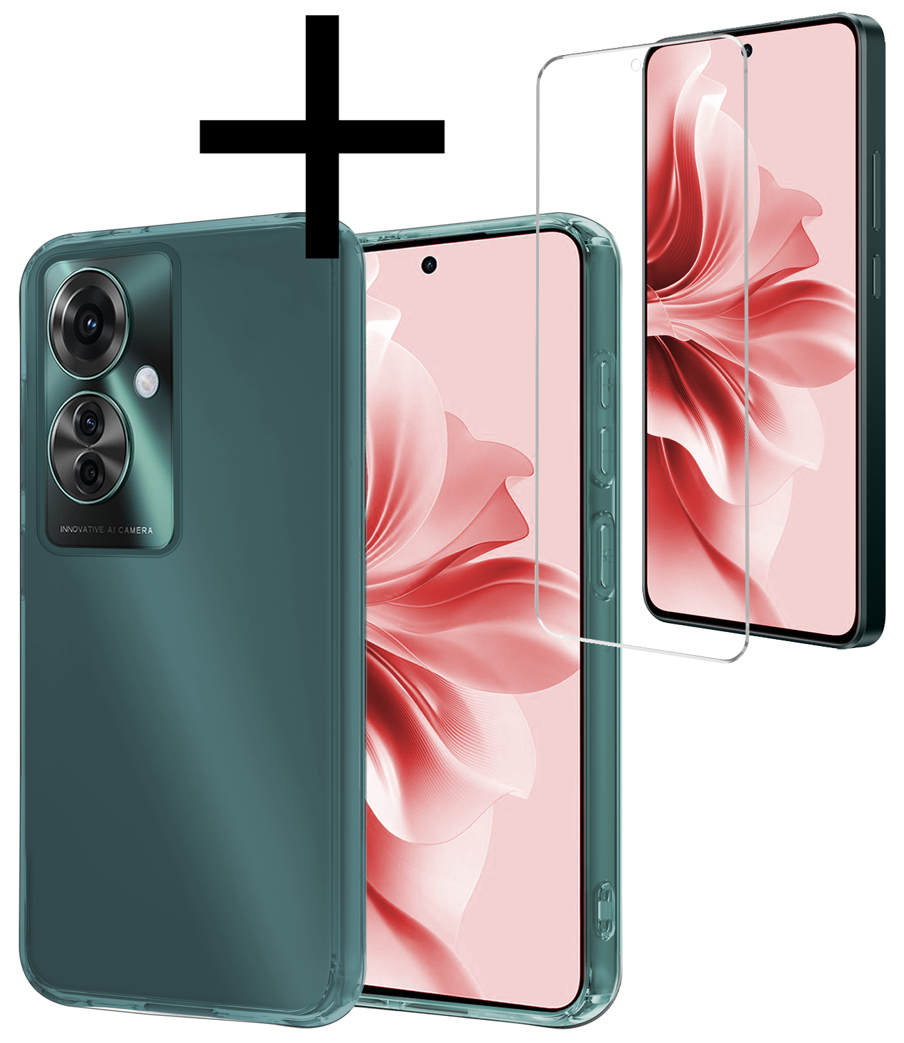 NoXx Hoesje Geschikt voor Oppo Reno11 F Hoesje Siliconen Case Hoes Met Screenprotector - Hoes Geschikt voor Oppo Reno11 F Hoes Cover Case - Transparant
