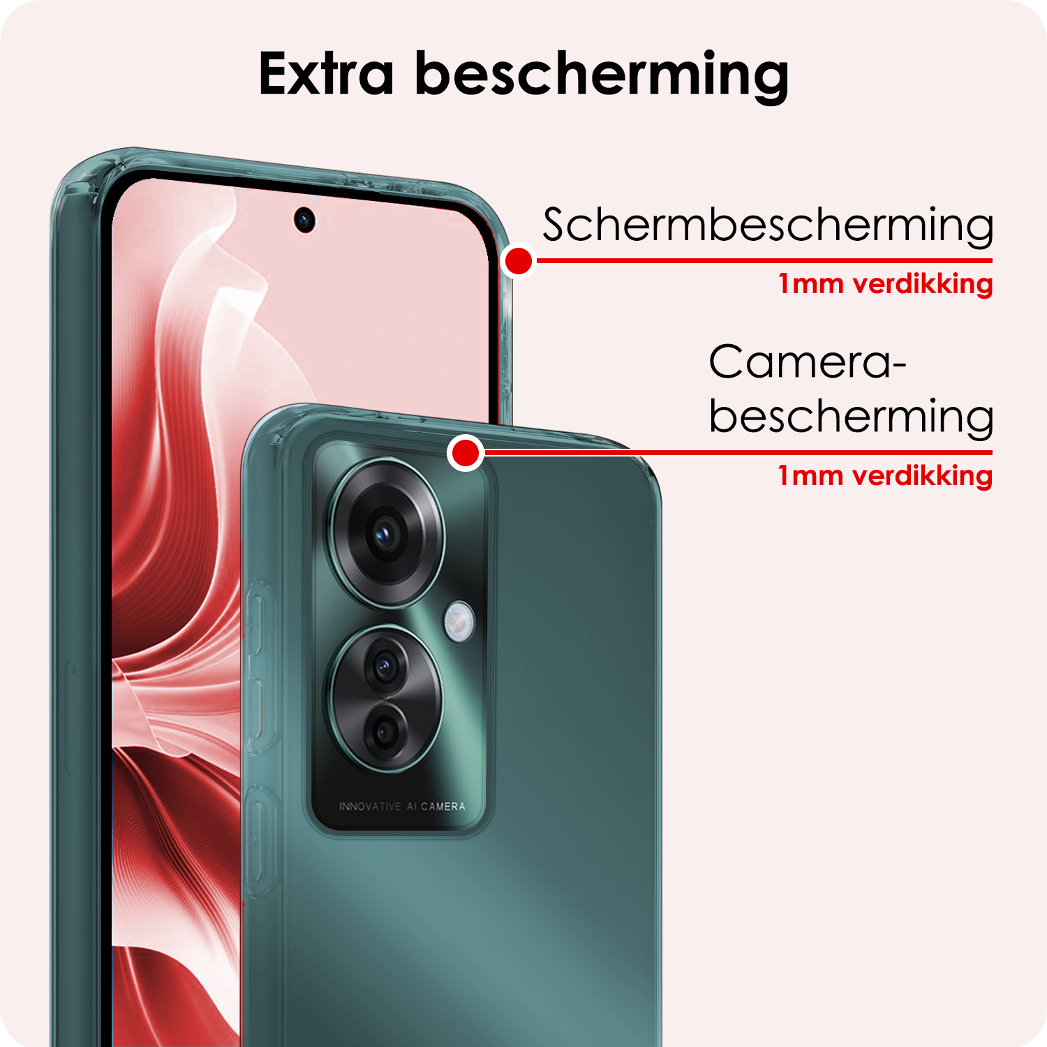 NoXx Hoesje Geschikt voor Oppo Reno11 F Hoesje Siliconen Case Hoes Met Screenprotector - Hoes Geschikt voor Oppo Reno11 F Hoes Cover Case - Transparant