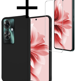 NoXx NoXx Oppo Reno11 F Hoesje Siliconen Met Screenprotector - Zwart