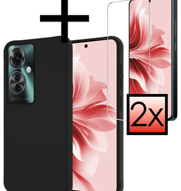 NoXx NoXx Oppo Reno11 F Hoesje Siliconen Met 2x Screenprotector - Zwart