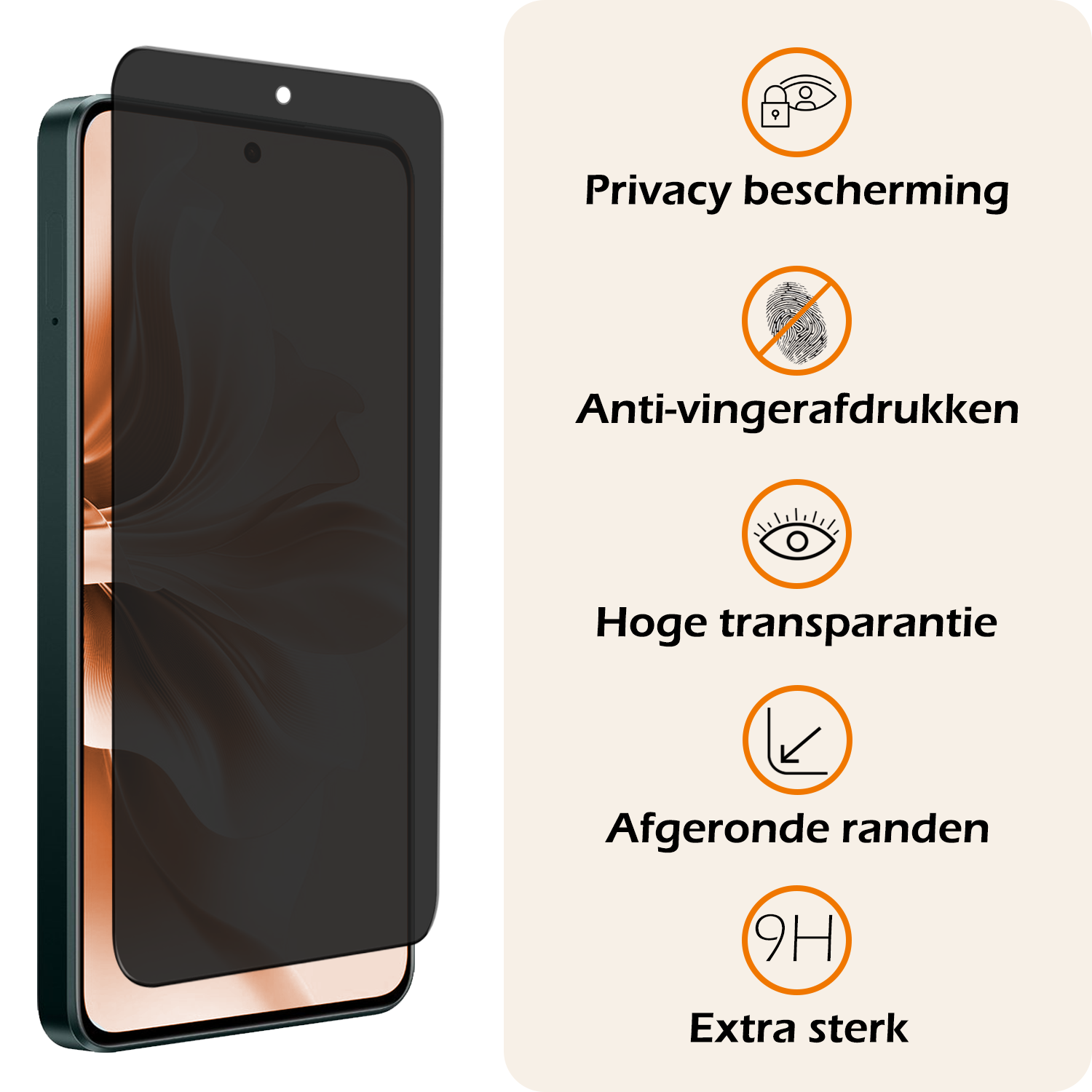 Nomfy Screenprotector Geschikt voor Oppo Reno11 F Screenprotector Privacy Glas Gehard Full Cover - Screenprotector Geschikt voor Oppo Reno11 F Screenprotector Privacy Tempered Glass