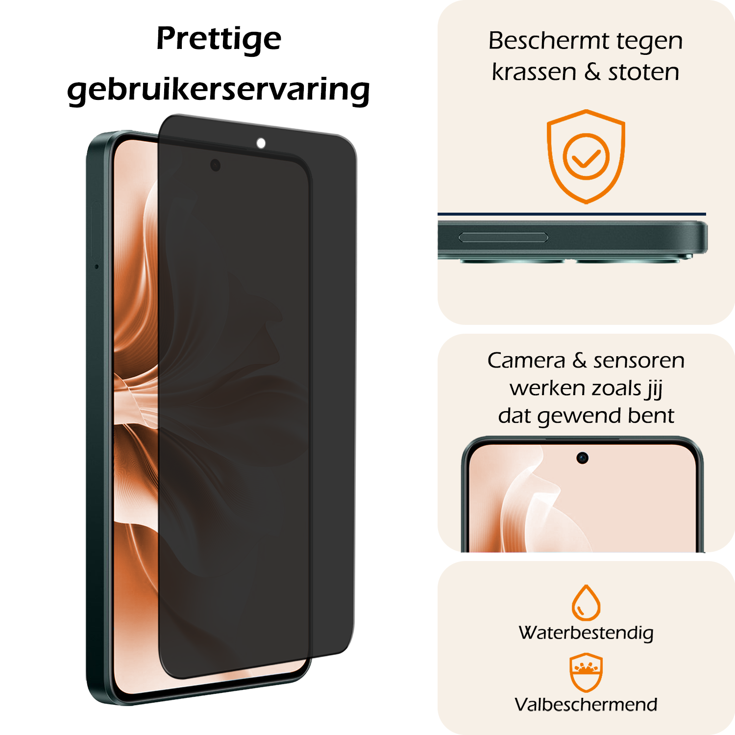 Nomfy Screenprotector Geschikt voor Oppo Reno11 F Screenprotector Privacy Glas Gehard Full Cover - Screenprotector Geschikt voor Oppo Reno11 F Screenprotector Privacy Tempered Glass
