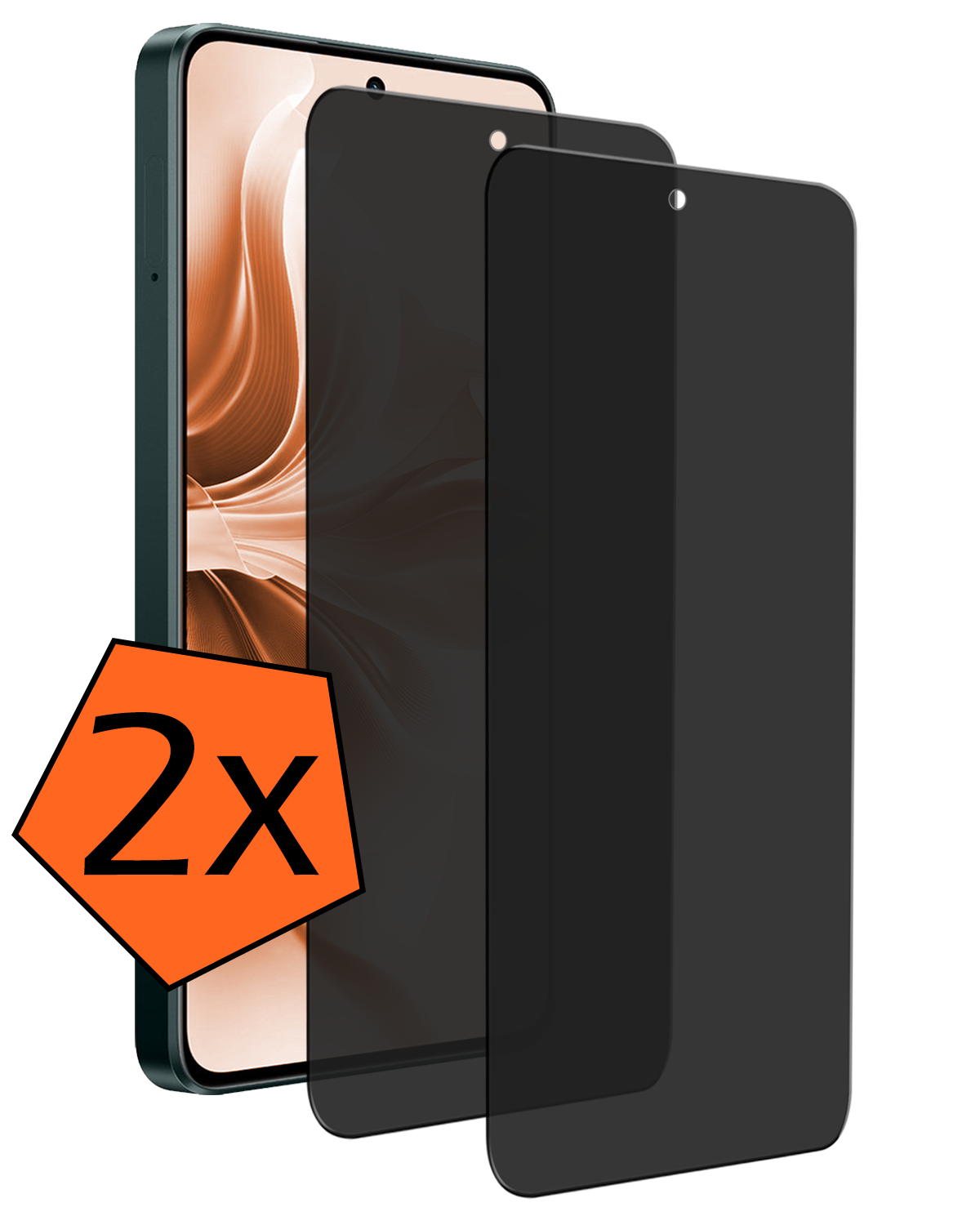 Nomfy Screenprotector Geschikt voor Oppo Reno11 F Screenprotector Privacy Glas Gehard Full Cover - Screenprotector Geschikt voor Oppo Reno11 F Screenprotector Privacy Tempered Glass - 2 PACK