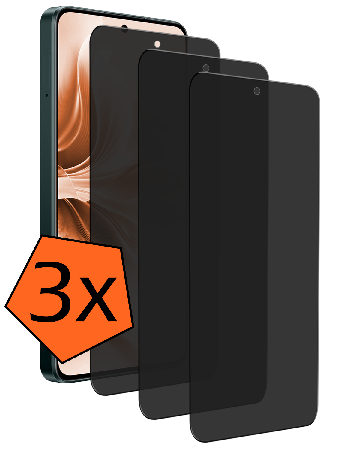 Nomfy Screenprotector Geschikt voor Oppo Reno11 F Screenprotector Privacy Glas Gehard Full Cover - Screenprotector Geschikt voor Oppo Reno11 F Screenprotector Privacy Tempered Glass - 3 PACK