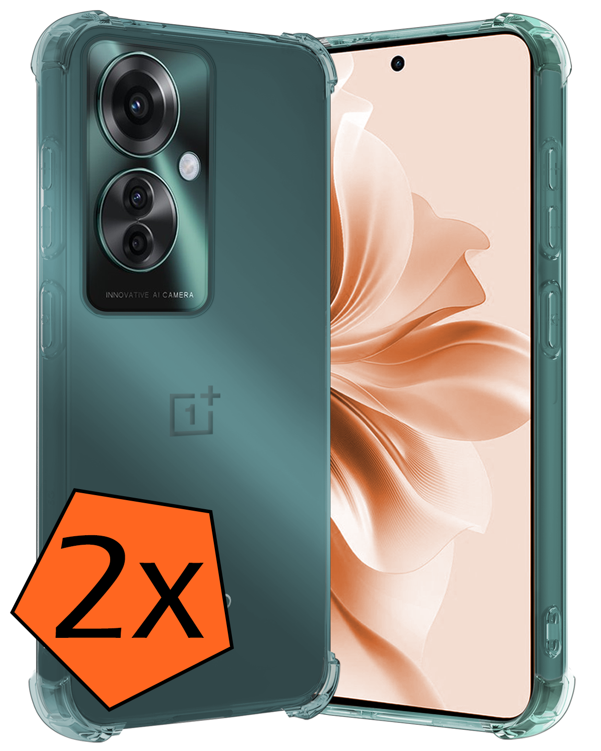 Nomfy Hoesje Geschikt voor Oppo Reno11 F Hoesje Siliconen Shock Proof Case Hoes - Hoes Geschikt voor Oppo Reno11 F Hoes Cover Case Shockproof - Transparant - 2 PACK