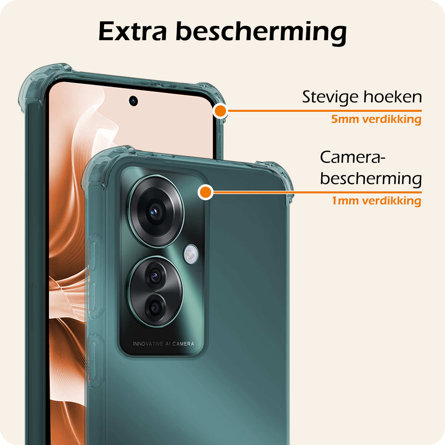 Nomfy Hoesje Geschikt voor Oppo Reno11 F Hoesje Siliconen Shock Proof Case Hoes - Hoes Geschikt voor Oppo Reno11 F Hoes Cover Case Shockproof - Transparant - 2 PACK