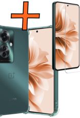 Nomfy Hoesje Geschikt voor Oppo Reno11 F Hoesje Siliconen Shock Proof Case Hoes Met Screenprotector - Hoes Geschikt voor Oppo Reno11 F Hoes Cover Case Shockproof - Transparant