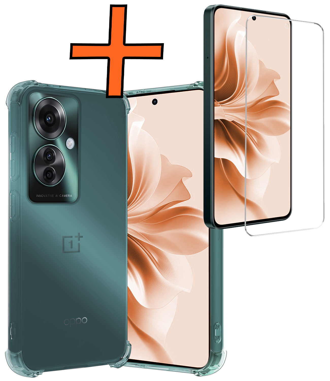 Nomfy Hoesje Geschikt voor Oppo Reno11 F Hoesje Siliconen Shock Proof Case Hoes Met Screenprotector - Hoes Geschikt voor Oppo Reno11 F Hoes Cover Case Shockproof - Transparant