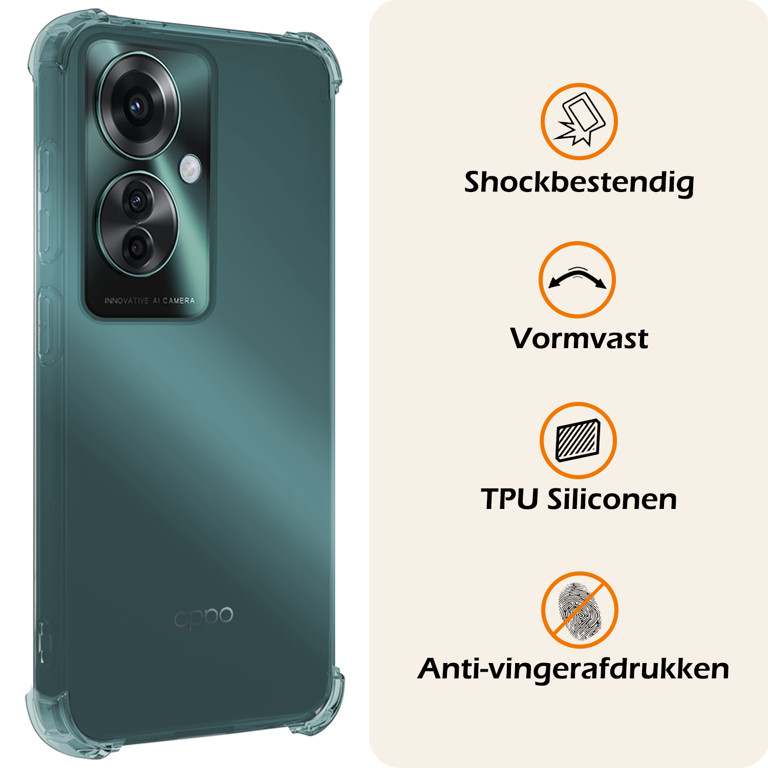 Nomfy Hoesje Geschikt voor Oppo Reno11 F Hoesje Siliconen Shock Proof Case Hoes Met Screenprotector - Hoes Geschikt voor Oppo Reno11 F Hoes Cover Case Shockproof - Transparant