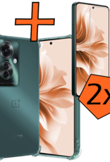 Nomfy Hoesje Geschikt voor Oppo Reno11 F Hoesje Siliconen Shock Proof Case Hoes Met 2x Screenprotector - Hoes Geschikt voor Oppo Reno11 F Hoes Cover Case Shockproof - Transparant