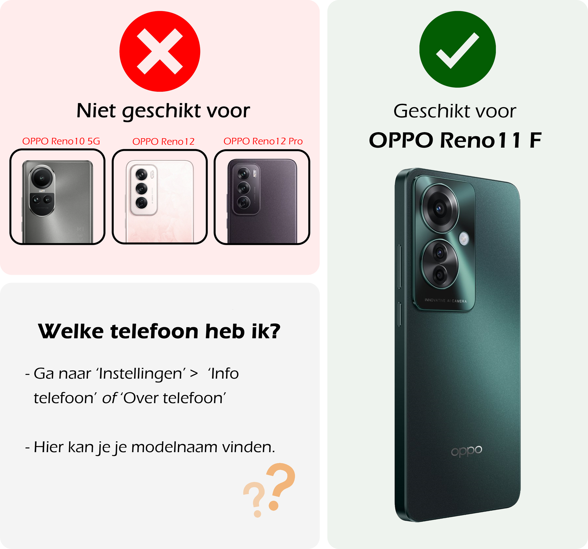 Nomfy Hoesje Geschikt voor Oppo Reno11 F Hoesje Siliconen Shock Proof Case Hoes Met 2x Screenprotector - Hoes Geschikt voor Oppo Reno11 F Hoes Cover Case Shockproof - Transparant