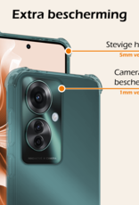Nomfy Hoesje Geschikt voor Oppo Reno11 F Hoesje Siliconen Shock Proof Case Hoes Met 2x Screenprotector - Hoes Geschikt voor Oppo Reno11 F Hoes Cover Case Shockproof - Transparant