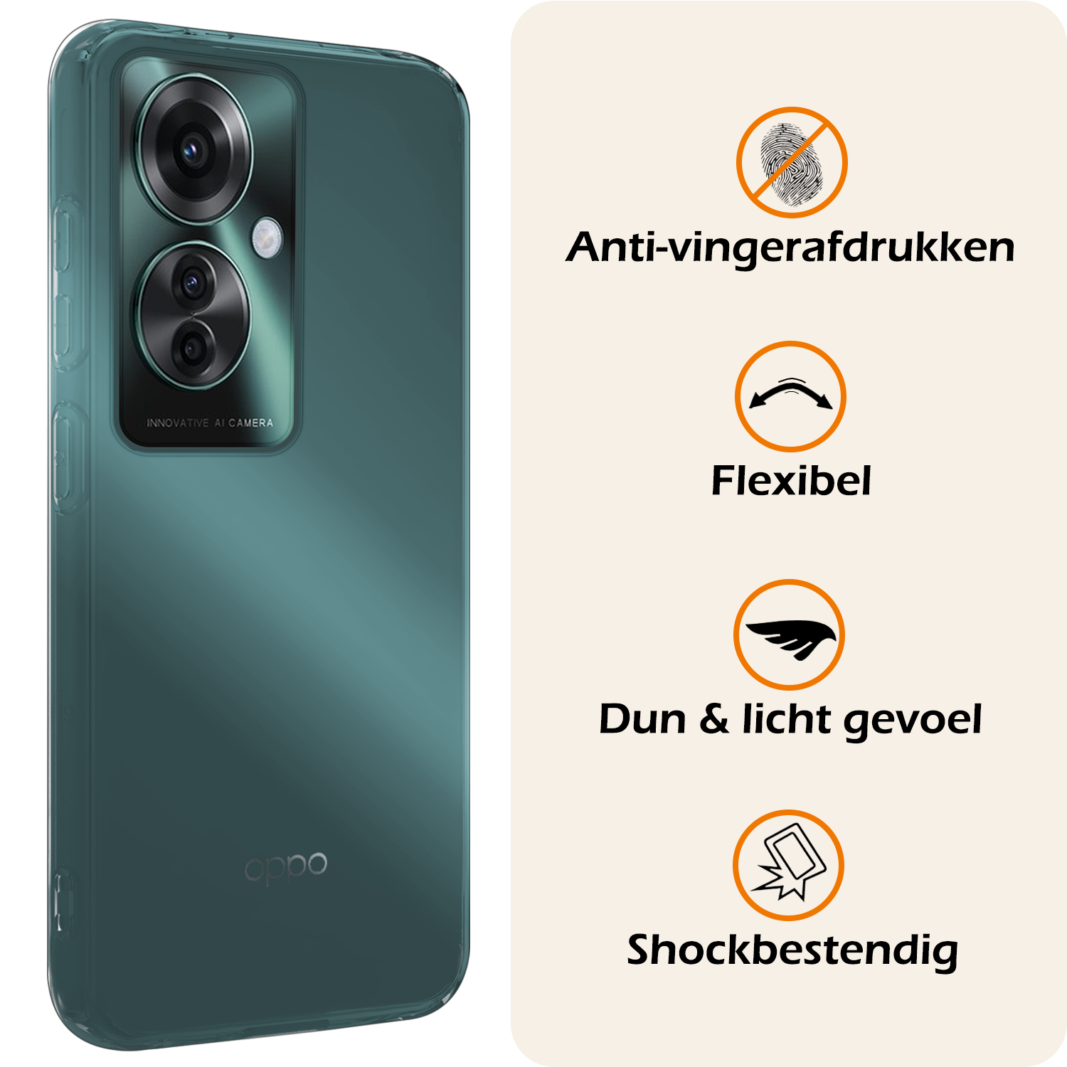 Nomfy Hoesje Geschikt voor Oppo Reno11 F Hoesje Siliconen Case Hoes - Hoes Geschikt voor Oppo Reno11 F Hoes Cover Case - Transparant