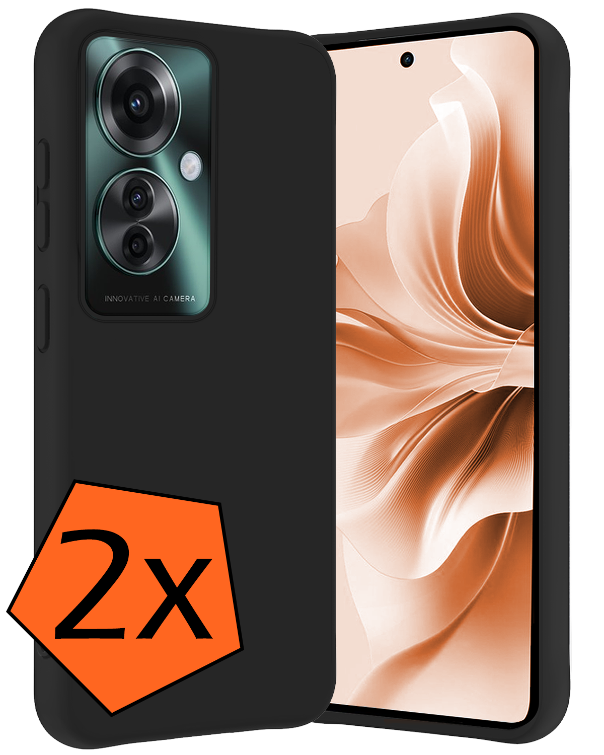 Nomfy Hoesje Geschikt voor Oppo Reno11 F Hoesje Siliconen Case Hoes - Hoes Geschikt voor Oppo Reno11 F Hoes Cover Case - Zwart - 2 PACK