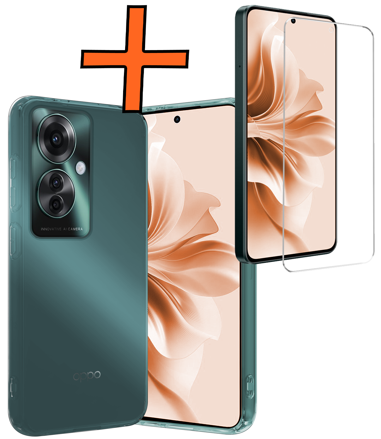 Nomfy Hoesje Geschikt voor Oppo Reno11 F Hoesje Siliconen Case Hoes Met Screenprotector - Hoes Geschikt voor Oppo Reno11 F Hoes Cover Case - Transparant
