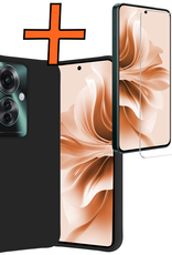 Nomfy Hoesje Geschikt voor Oppo Reno11 F Hoesje Siliconen Case Hoes Met Screenprotector - Hoes Geschikt voor Oppo Reno11 F Hoes Cover Case - Zwart
