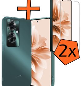 Nomfy Nomfy Oppo Reno11 F Hoesje Siliconen Met 2x Screenprotector - Transparant