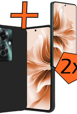 Nomfy Hoesje Geschikt voor Oppo Reno11 F Hoesje Siliconen Case Hoes Met 2x Screenprotector - Hoes Geschikt voor Oppo Reno11 F Hoes Cover Case - Zwart
