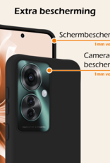 Nomfy Hoesje Geschikt voor Oppo Reno11 F Hoesje Siliconen Case Hoes Met 2x Screenprotector - Hoes Geschikt voor Oppo Reno11 F Hoes Cover Case - Zwart