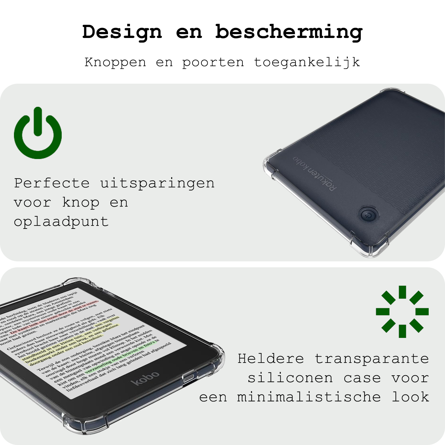 BASEY. Hoesje Geschikt voor Kobo Clara Colour Tablethoes Shockbestendig Back Cover Siliconen Tablet Case Met Screenprotector - Transparant
