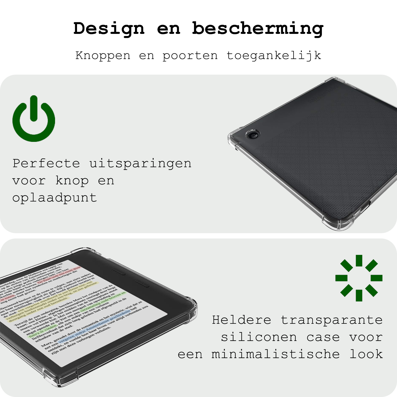 BASEY. Hoesje Geschikt voor Kobo Libra Colour Tablethoes Shockbestendig Back Cover Siliconen Tablet Case - Transparant