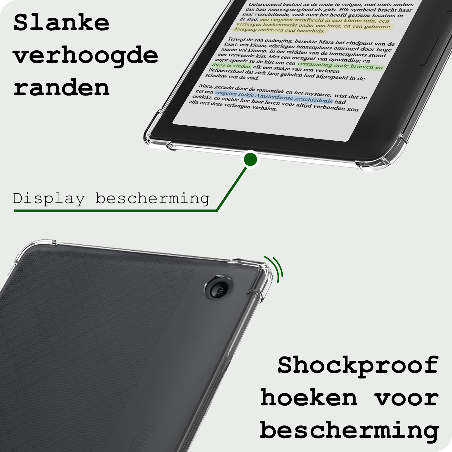 BASEY. Hoesje Geschikt voor Kobo Libra Colour Tablethoes Shockbestendig Back Cover Siliconen Tablet Case - Transparant