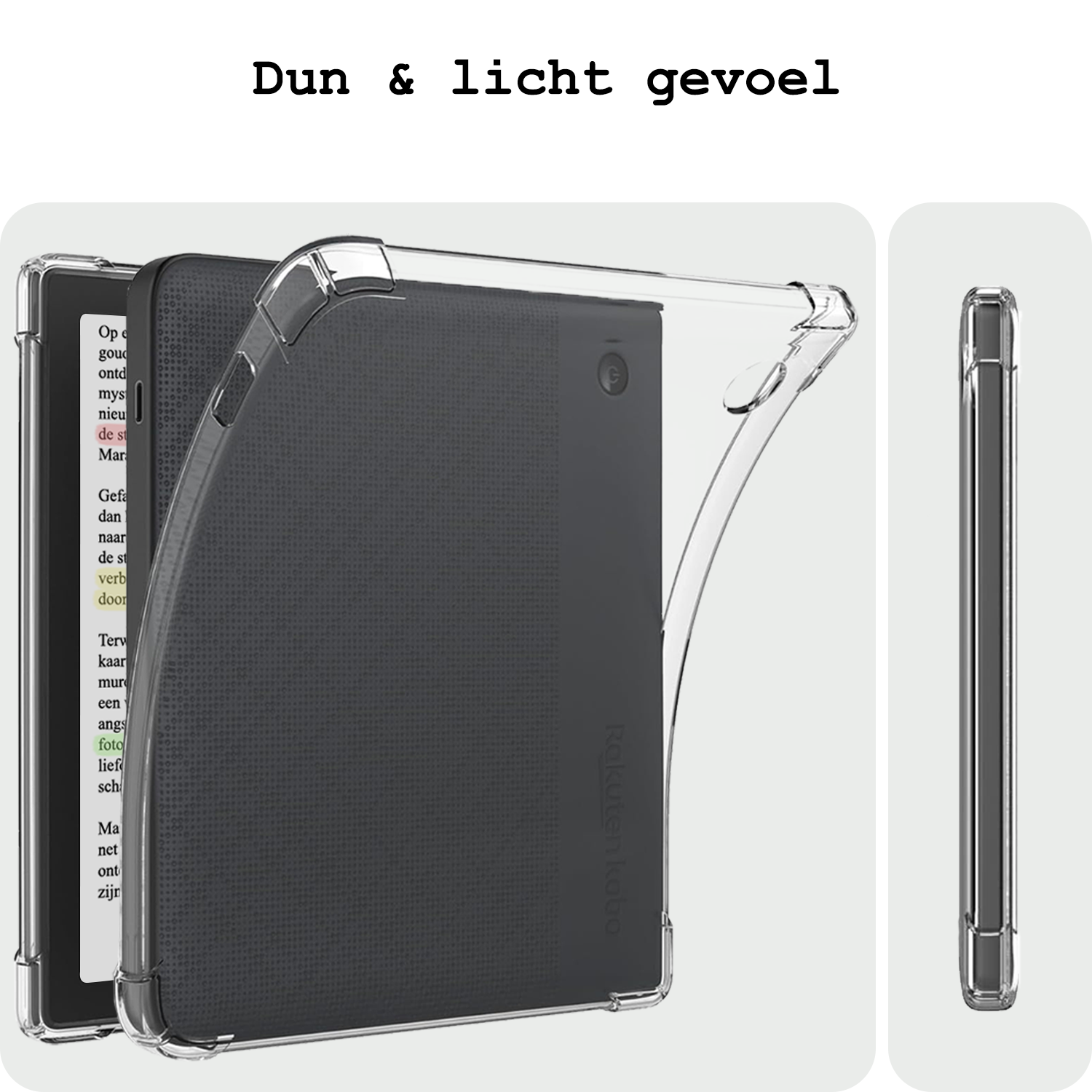 BASEY. Hoesje Geschikt voor Kobo Libra Colour Tablethoes Shockbestendig Back Cover Siliconen Tablet Case Met Screenprotector - Transparant