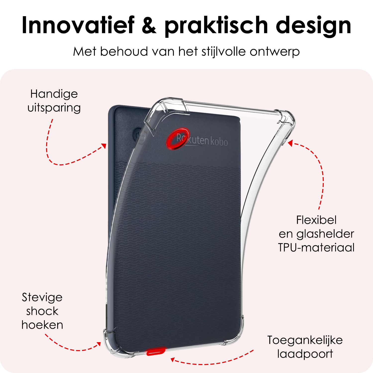 NoXx Hoesje Geschikt voor Kobo Clara Colour Shockproof Siliconen Case - Shockbestendige Tablet Hoes Geschikt voor Kobo Clara Colour - Transparant