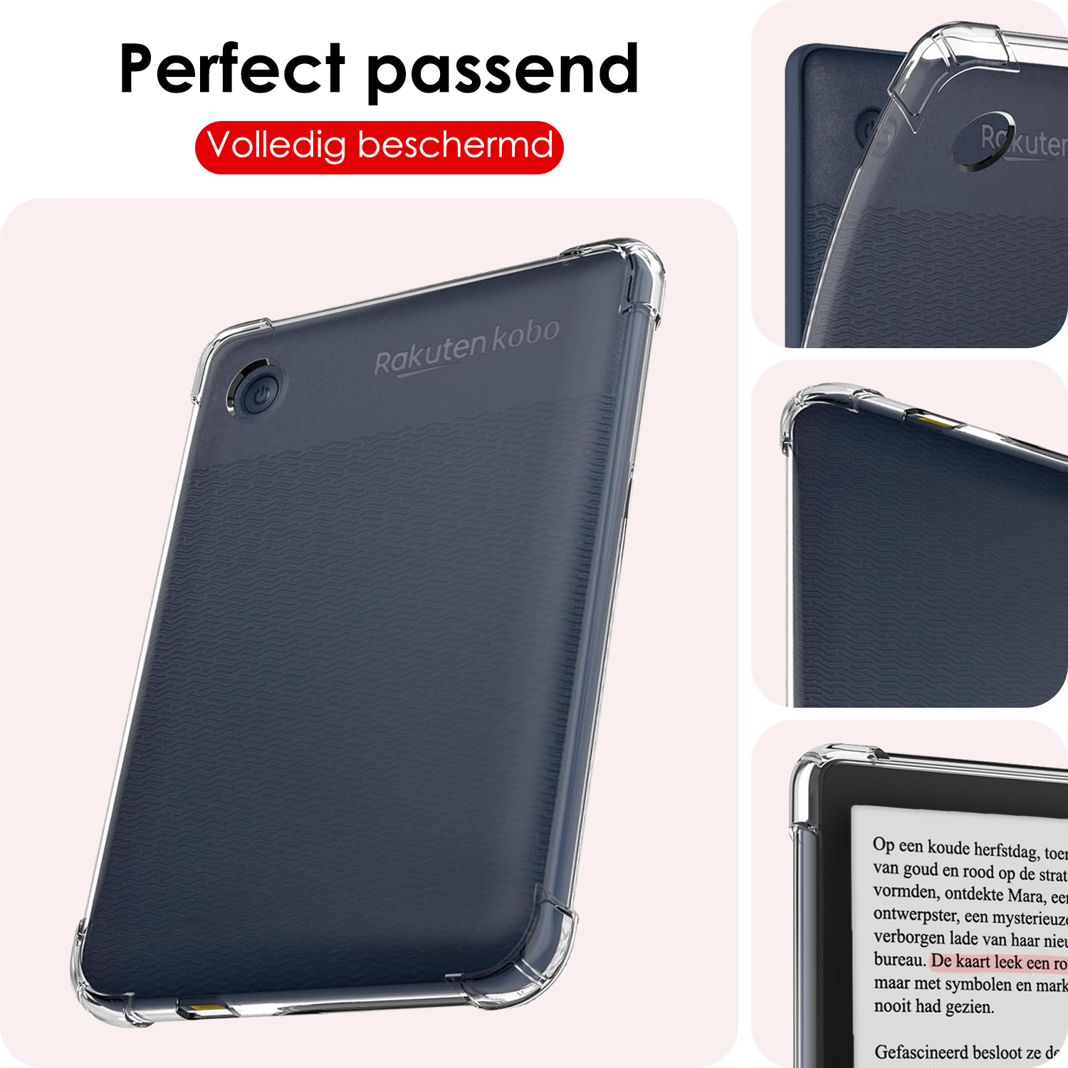 NoXx Hoesje Geschikt voor Kobo Clara Colour Shockproof Siliconen Case Met Screenprotector - Shockbestendige Tablet Hoes Geschikt voor Kobo Clara Colour - Transparant