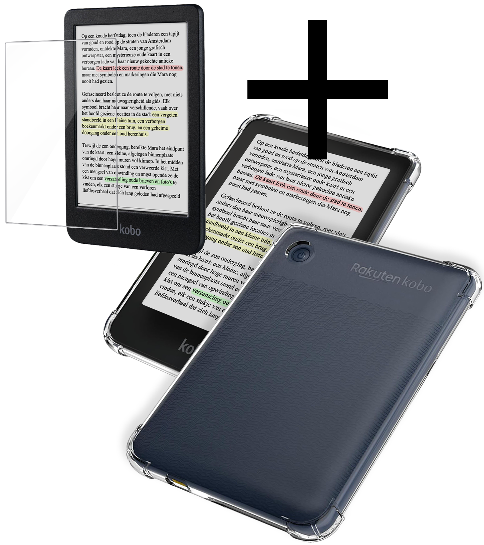 NoXx Hoesje Geschikt voor Kobo Clara Colour Shockproof Siliconen Case Met Screenprotector - Shockbestendige Tablet Hoes Geschikt voor Kobo Clara Colour - Transparant