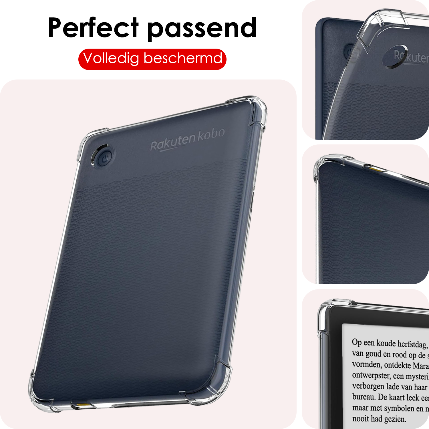 NoXx Hoesje Geschikt voor Kobo Clara BW Shockproof Siliconen Case Met Screenprotector - Shockbestendige Tablet Hoes Geschikt voor Kobo Clara BW - Transparant