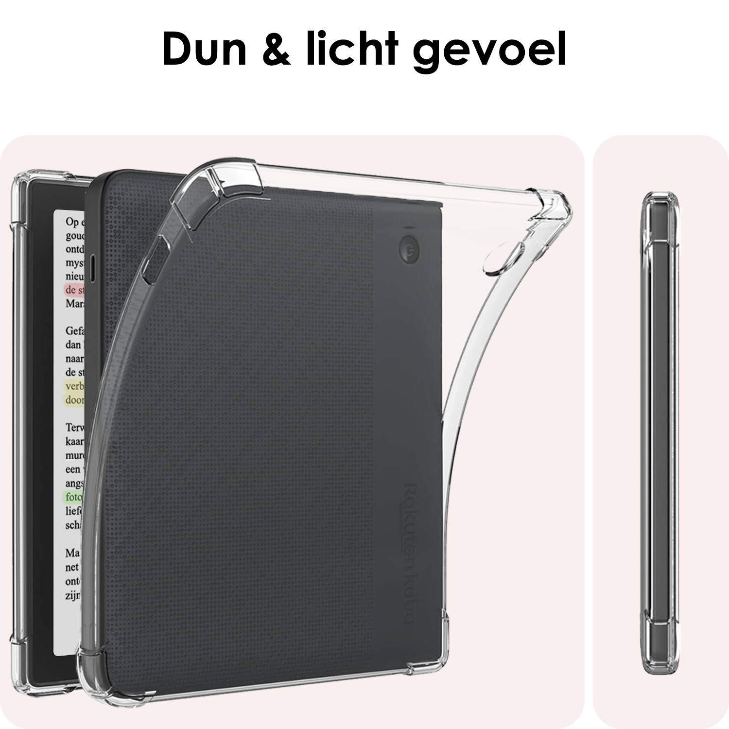 NoXx Hoesje Geschikt voor Kobo Libra Colour Shockproof Siliconen Case Met Screenprotector - Shockbestendige Tablet Hoes Geschikt voor Kobo Libra Colour - Transparant