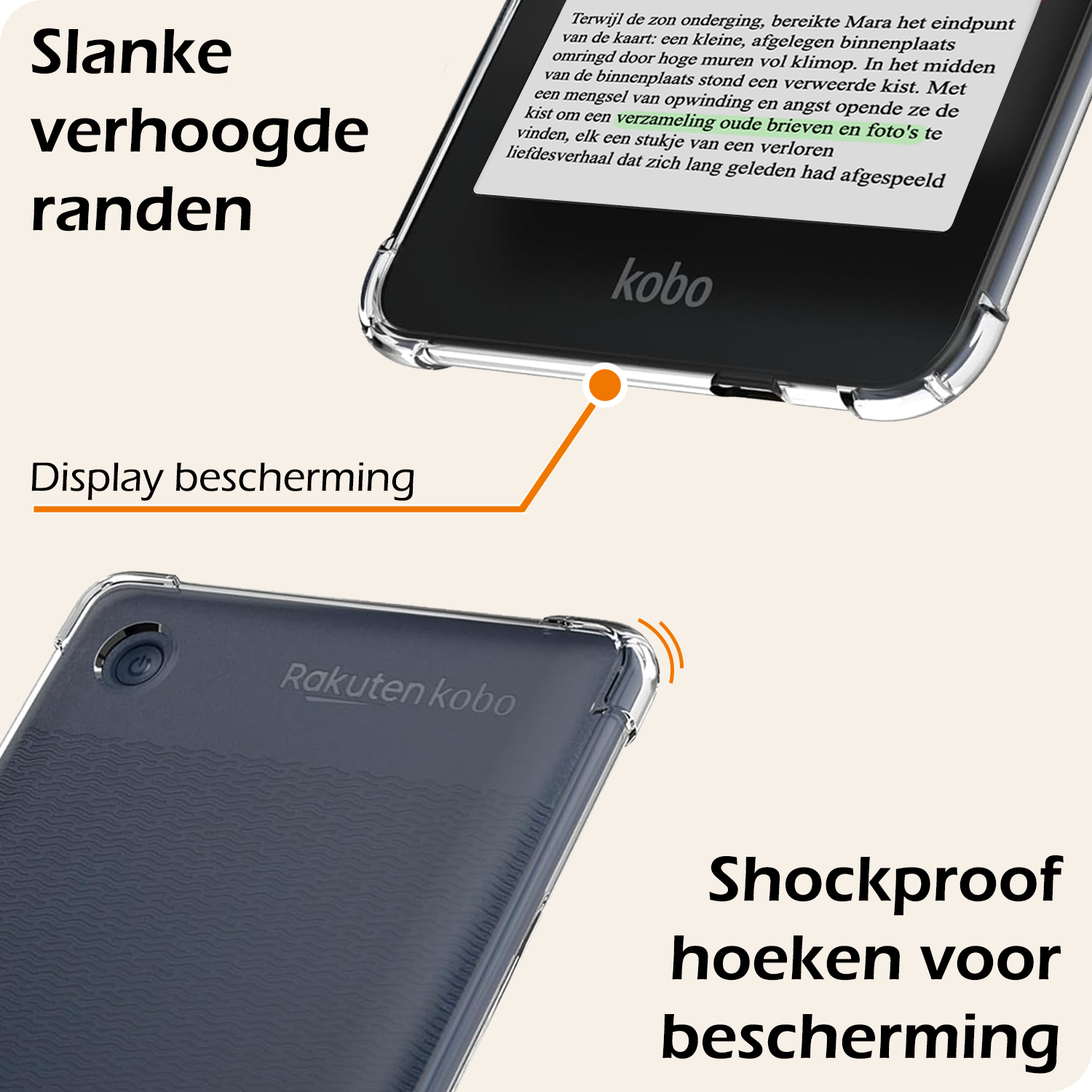 Nomfy Hoesje Geschikt voor Kobo Clara Colour Tablet Hoes Siliconen Case - Shockproof Back Cover Geschikt voor Kobo Clara Colour - Transparant