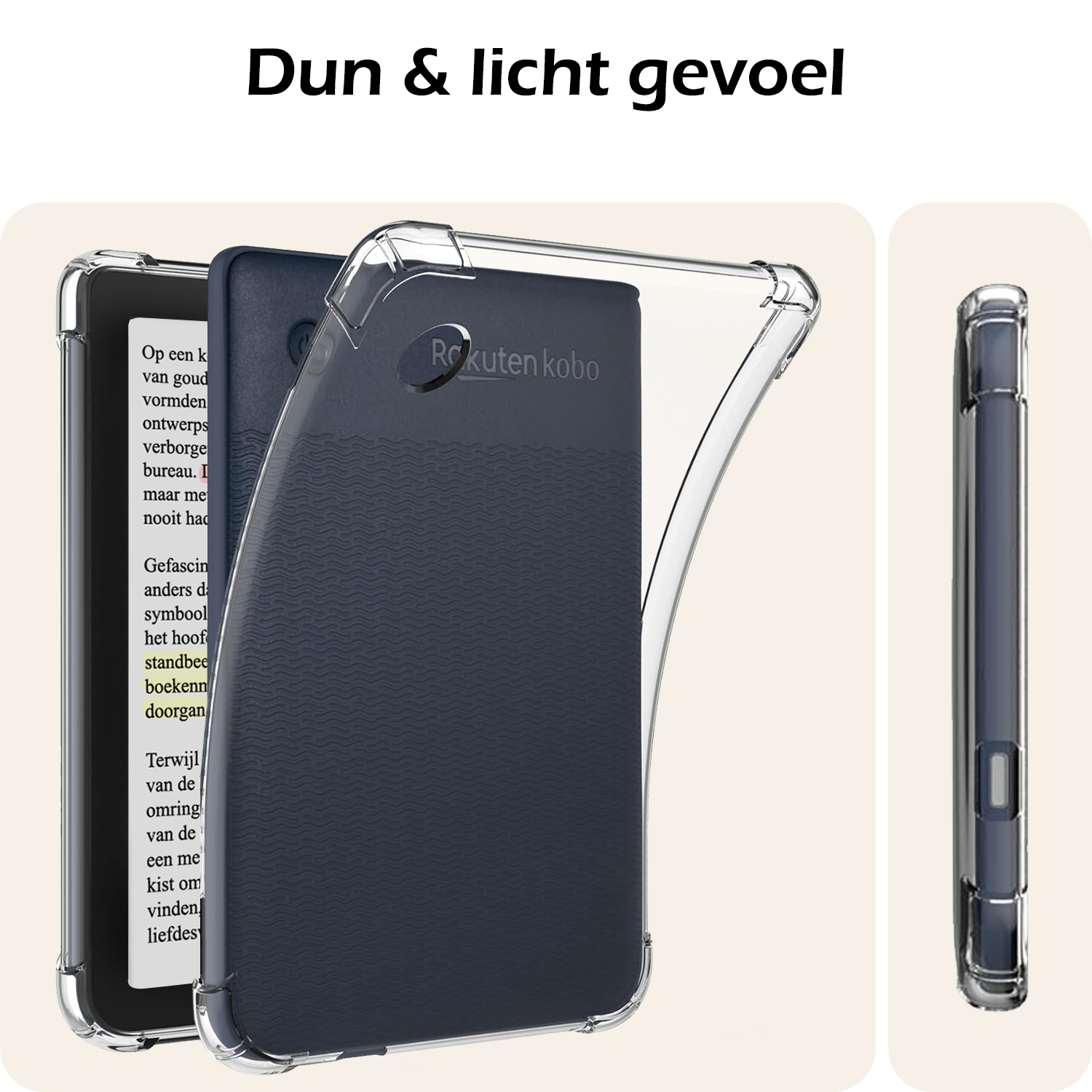 Nomfy Hoesje Geschikt voor Kobo Clara Colour Tablet Hoes Siliconen Case - Shockproof Back Cover Geschikt voor Kobo Clara Colour - Transparant